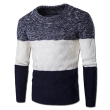 Men Patchwork Sweaters and Pullovers Hombre Men's Casual Slim Fit Long Sleeved O Neck Sweaters Outwear BL