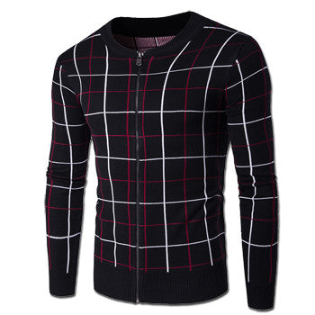 Men Zipper Jackets Knitted Sweaters Sweatercoats Cardigans Men's Casual Slim Fit Long Sleeved O Neck Sweater BL