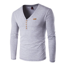 Menswear Solid Color T Shirts Hombre Camisa Masculina Men's Casual Slim Fit Long Sleeved V Neck T Shirts Men BL