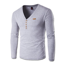 Menswear Solid Color T Shirts Hombre Camisa Masculina Men's Casual Slim Fit Long Sleeved V Neck T Shirts Men BL