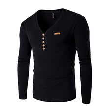 Menswear Solid Color T Shirts Hombre Camisa Masculina Men's Casual Slim Fit Long Sleeved V Neck T Shirts Men BL