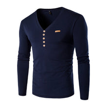 Menswear Solid Color T Shirts Hombre Camisa Masculina Men's Casual Slim Fit Long Sleeved V Neck T Shirts Men BL