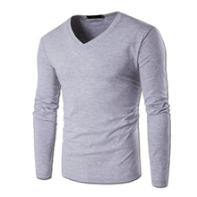 Menswear Solid Color T Shirts Men Camisa Masculina Men's Casual Slim Fit Long Sleeved V Neck T Shirts Hombre BL