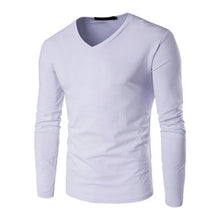 Menswear Solid Color T Shirts Men Camisa Masculina Men's Casual Slim Fit Long Sleeved V Neck T Shirts Hombre BL