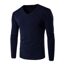 Menswear Solid Color T Shirts Men Camisa Masculina Men's Casual Slim Fit Long Sleeved V Neck T Shirts Hombre BL