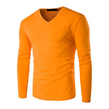 Menswear Solid Color T Shirts Men Camisa Masculina Men's Casual Slim Fit Long Sleeved V Neck T Shirts Hombre BL