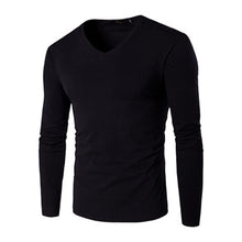 Menswear Solid Color T Shirts Men Camisa Masculina Men's Casual Slim Fit Long Sleeved V Neck T Shirts Hombre BL