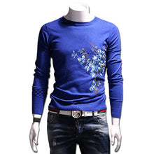 Menswear Hombre Floral Sweaters and Pullovers Men's Casual Slim Fit Long Sleeved O Neck Knitted Sweaters Men BL