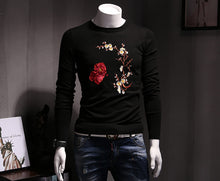 Menswear Hombre Floral Sweaters and Pullovers Men's Casual Slim Fit Long Sleeved O Neck Knitted Sweaters Men BL