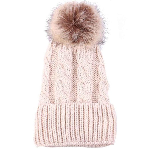 Hats Female Faux Fur Knitted Wool Pompon Ball Women Hats  Skullies hat for women girls hat Casquette BL