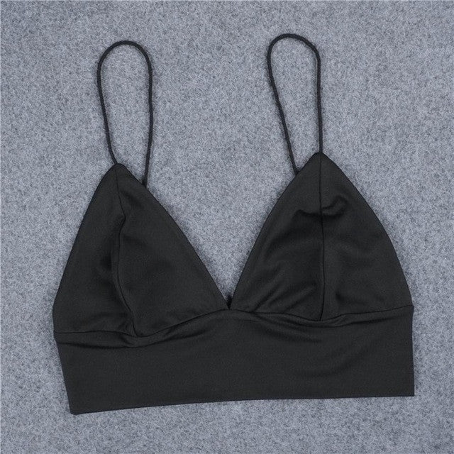 Women Sexy V-Neck Black Camis  Tank Crop Tops Bustier Backless short Basic Tops Female Vest Camis #WY BL