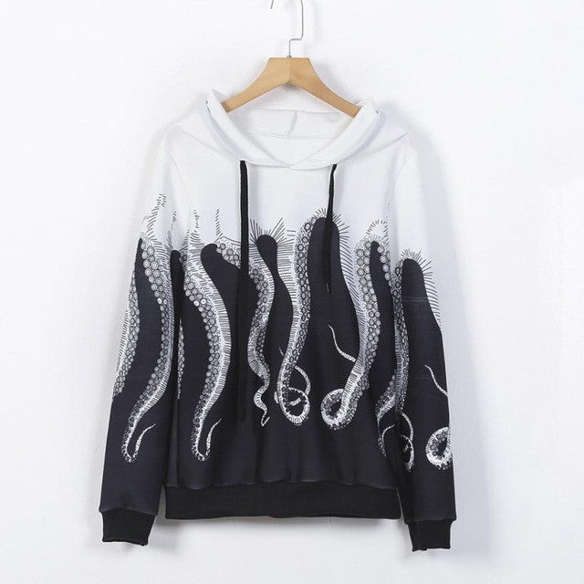 harajuku T-shirt Women Long Sleeve Hooded Print Lacing Casual Loose Hooded Pullovers Women camisas femininas BL