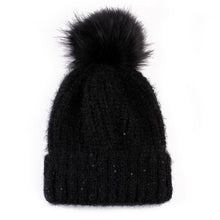 Hats For Women Girls Knitted Keep Warm Solid Faux Fur Pompon Hats Female Skullies & Beanies BL