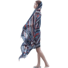 Women    Ladies Scarf Ethnic Style Print Cotton Square Scarf Beach Head Wrap Tassel Shawl YLYL BL