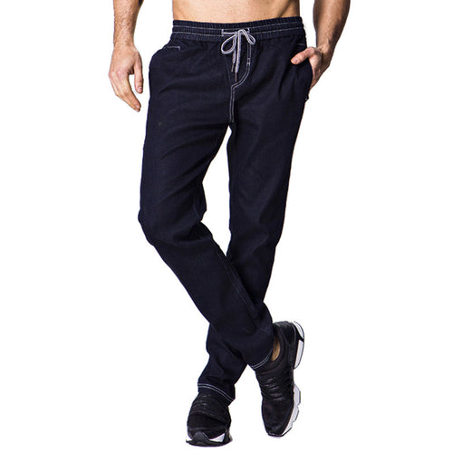 Men Denim Jeans Pencil Pants Trousers Harem Pants Men's Casual Slim Fit Drawstring Pants Sportswear Pant Hombre BL