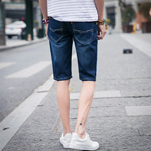 Men Denim Jeans Shorts Trousers Men's Casual Slim Fit Large Size Knee Length Shorts Trousers Denim BL