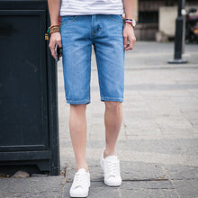 Men Denim Jeans Shorts Trousers Men's Casual Slim Fit Large Size Knee Length Shorts Trousers Denim BL