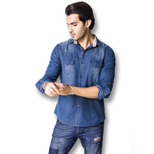 Men Denim Shirts Men's Casual Slim Fit Large Size Long Sleeved Turn Down Collar Jeans Shirts Masculina Men BL