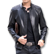 Men Giacca Pelle Uomo Jaqueta De Couro Leather PU Jackets Men's Casual Slim Fit Large Size Rivet Jackets Coats BL