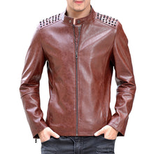 Men Giacca Pelle Uomo Jaqueta De Couro Leather PU Jackets Men's Casual Slim Fit Large Size Rivet Jackets Coats BL