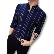 Men Stripped Dress Shirts Hombre Camisa Masculina Chemise Homme Men's Casual Slim Fit Long Sleeved Shirts BL