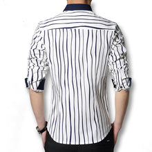 Men Stripped Shirts Chemise Homme Camisa Masculina Men's Casual Slim Fit Long Sleeved Dress Shirts BL