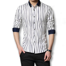 Men Stripped Shirts Chemise Homme Camisa Masculina Men's Casual Slim Fit Long Sleeved Dress Shirts BL