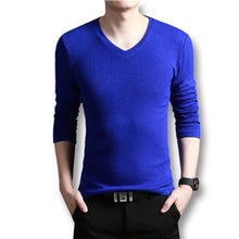 Men V Neck Sweaters and Pullovers Men's Casual Slim Fit Long Sleeved Knitted Sweaters Pullovers Outwear BL
