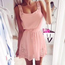 Sexy Womens Dresses Slim Sleeveless Hollow White Women  Dress Lady 2 Color Chiffon Mini Dresses Vestidos casual BL