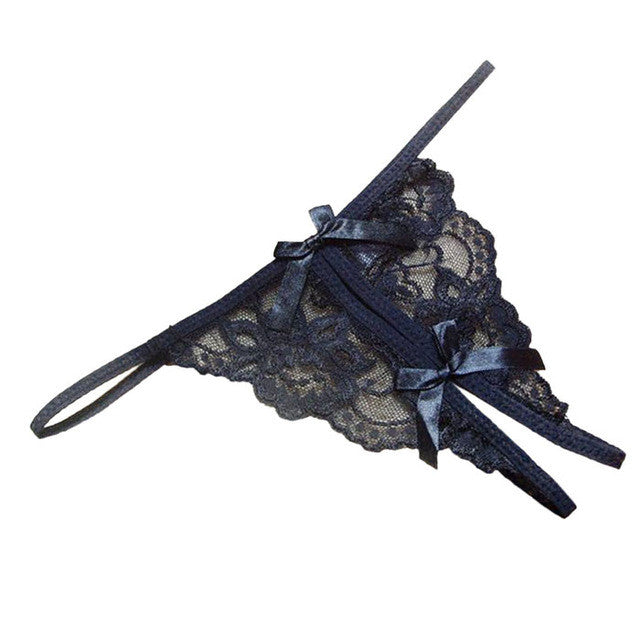 women G String Open fork Transparency tanga bowknot Women Underwear Featured Strappy Sexy Panties BL
