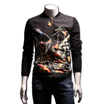 Veste Homme Zipper Jackets Jaqueta Masculina Coats Outwear Men's Casual Slim Fit Large Size Floral Jackets BL