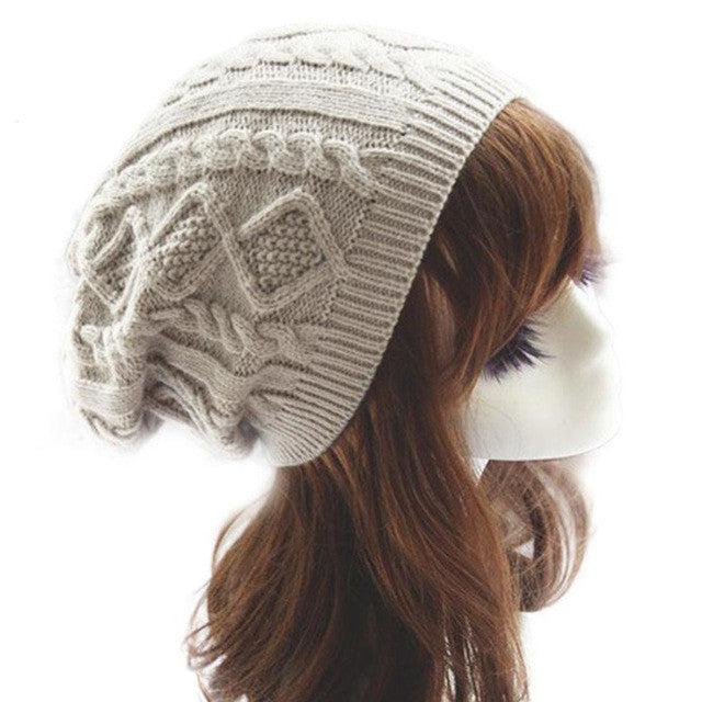 Warm  Hats Women Knitted Wool Twist Skullies Beanie hat For  Warm Cap hats Female Gorros Cappelli Invernali BL