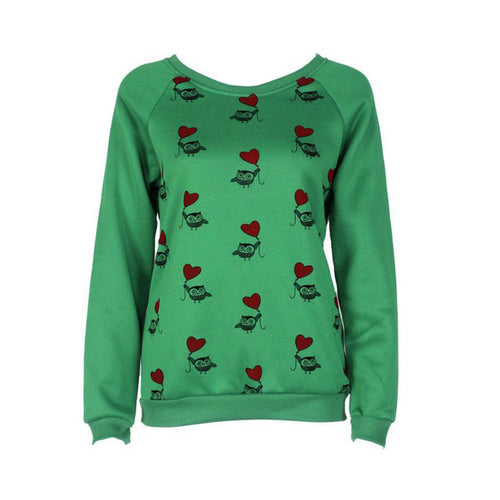 Women Casual Long Sleeve Cute Owl Print T-Shirt Women Tops 3 Colors   Tee Shirts Femme BL