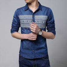 arriving men shirts Hitz Casual denim long-sleeved shirt printing large size for men BL