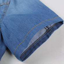 men short-sleeved shirt Korean men denim shirt Slim large size men's Casual shirt BL