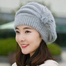 Warm Hat For Women Knitted Wool Floral Gorros Skullies & Beanies Elegant Hats Female Ladies Bonnet Enfant BL