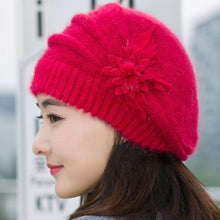 Warm Hat For Women Knitted Wool Floral Gorros Skullies & Beanies Elegant Hats Female Ladies Bonnet Enfant BL