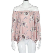 Flare Sleeve Women Off Shoulder Floral Print Casual Tops Women T Shirt Female camisetas mujer verano #23 BL