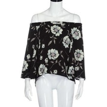 Flare Sleeve Women Off Shoulder Floral Print Casual Tops Women T Shirt Female camisetas mujer verano #23 BL