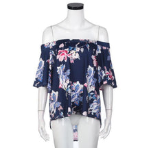 Flare Sleeve Women Off Shoulder Floral Print Casual Tops Women T Shirt Female camisetas mujer verano #23 BL