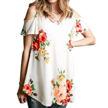 Flower Printed T Shirt Short Sleeve Women T-shirt  V Neck Crossing Casual Tee Shirts Femme poleras de mujer #421 BL