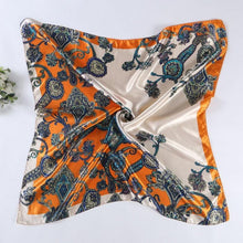 Satin Square Scarf For Women Floral Printed Scarves For Ladies Women Polyester Scarves 90*90cm 5 Colors #1201 BL