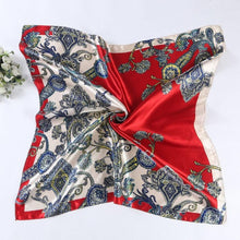 Satin Square Scarf For Women Floral Printed Scarves For Ladies Women Polyester Scarves 90*90cm 5 Colors #1201 BL