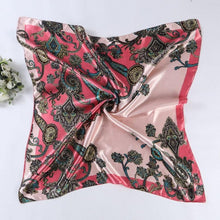 Satin Square Scarf For Women Floral Printed Scarves For Ladies Women Polyester Scarves 90*90cm 5 Colors #1201 BL