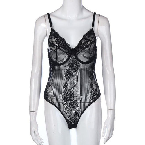 Sexy Lace Bodysuit Women Hollow Out V Neck Sleeveless  Lace Bralette Bustier Jumpsuit Rompers Women Overalls #53 BL