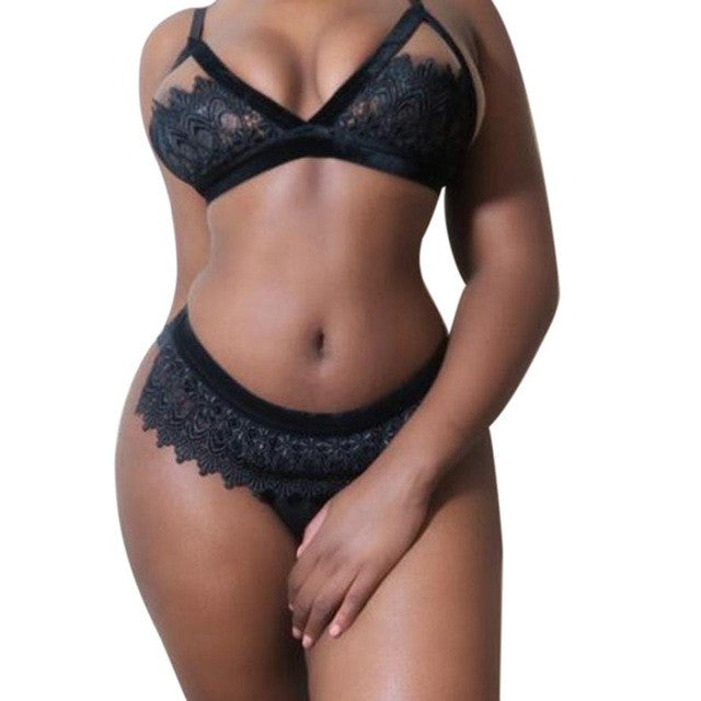 Sexy Women Lingerie Corset Lace Bandage Push Up Unpadded Crop Top +Pants Underwear Set Camisole Femme #63 BL