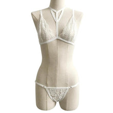 Lace Sexy Women Lingerie Corset Backless Bandage Push Up Crop Top +Pants Set Women haut femme Black White #23 BL