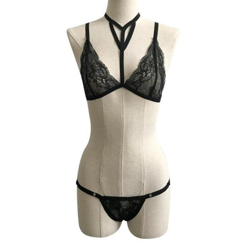 Lace Sexy Women Lingerie Corset Backless Bandage Push Up Crop Top +Pants Set Women haut femme Black White #23 BL