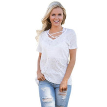 Latest  Women T-Shirts Solid White Blue T shirt  Desgin Hole Tops Lady Short Sleeve Tees Tops #425 BL