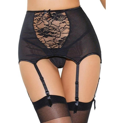 Lingerie Sexy  Black Women Sexy Lace Perspective Garter Belt Transparent Club Wear Thigh-Highs Garter Belt Women #418 BL